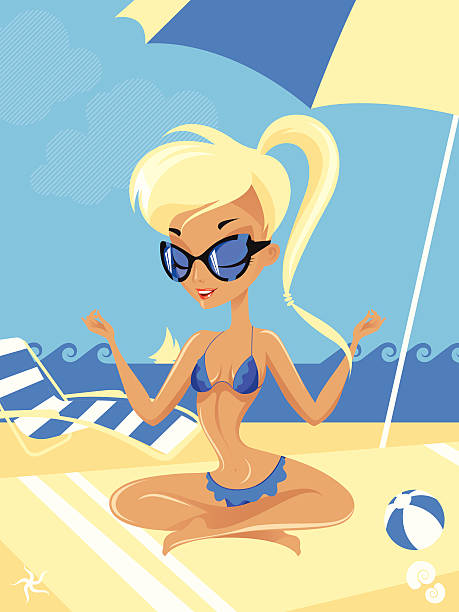 ilustrações de stock, clip art, desenhos animados e ícones de yoga na praia. - stretch beach