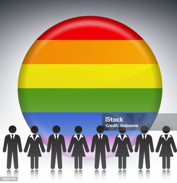 Bandeira Do Orgulho Gay Botão Com O Conceito De Negócio De Figuras - Arte vetorial de stock e mais imagens de Adversidade