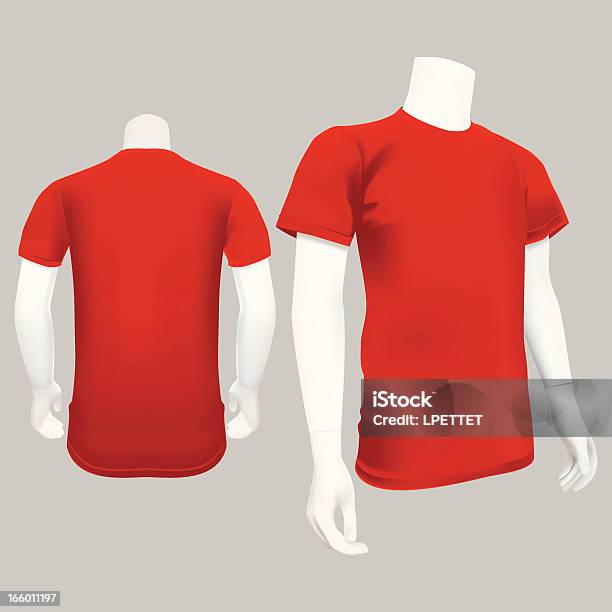 Red Tshirt Szablonilustracja Wektorowa - Stockowe grafiki wektorowe i więcej obrazów Białe tło - Białe tło, Biały, Codzienne ubranie