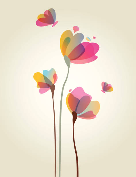 연두빛 아이리스입니다 아트웍 - butterfly single flower vector illustration and painting stock illustrations