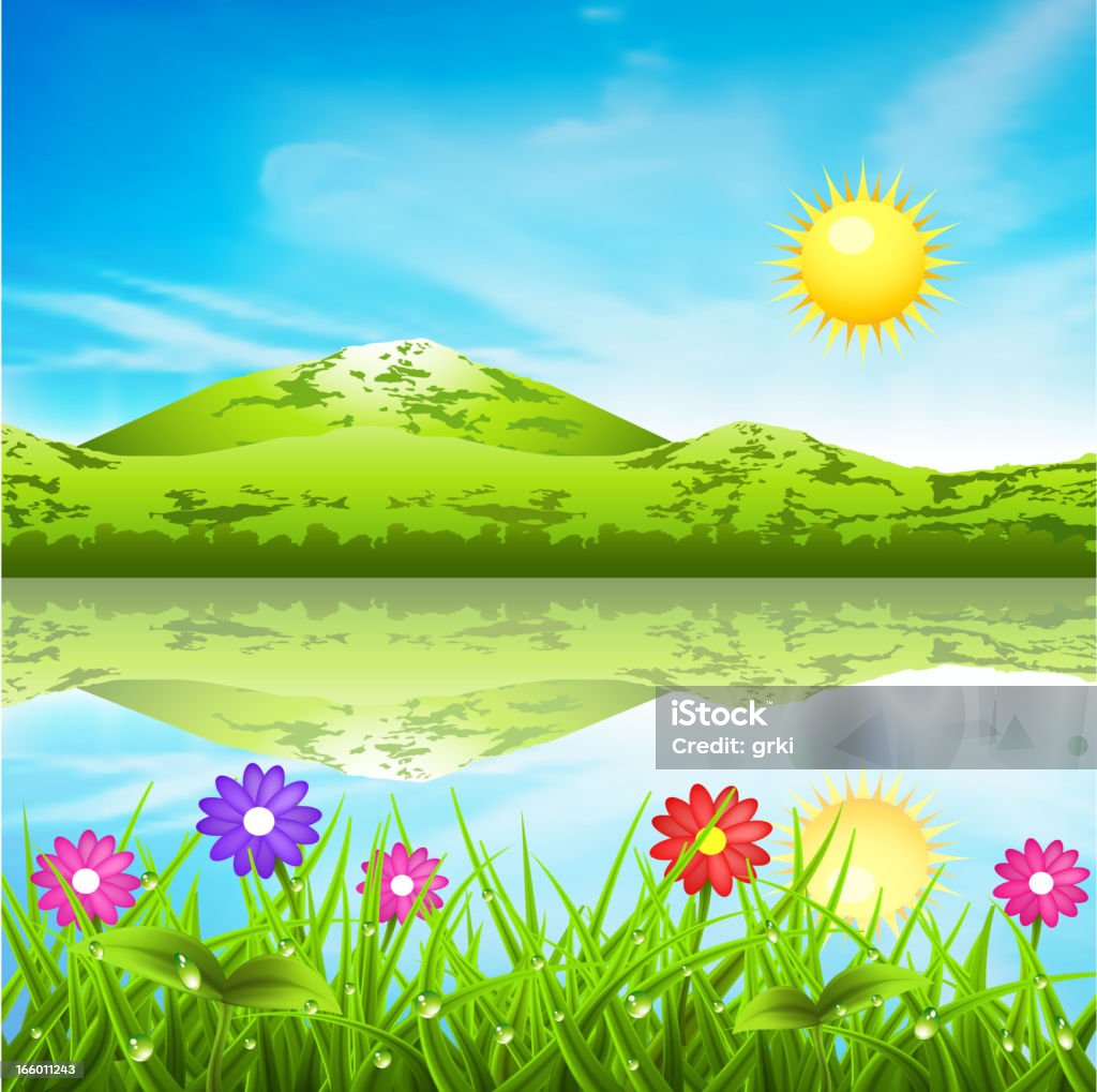 Primavera landcape - arte vettoriale royalty-free di Acqua