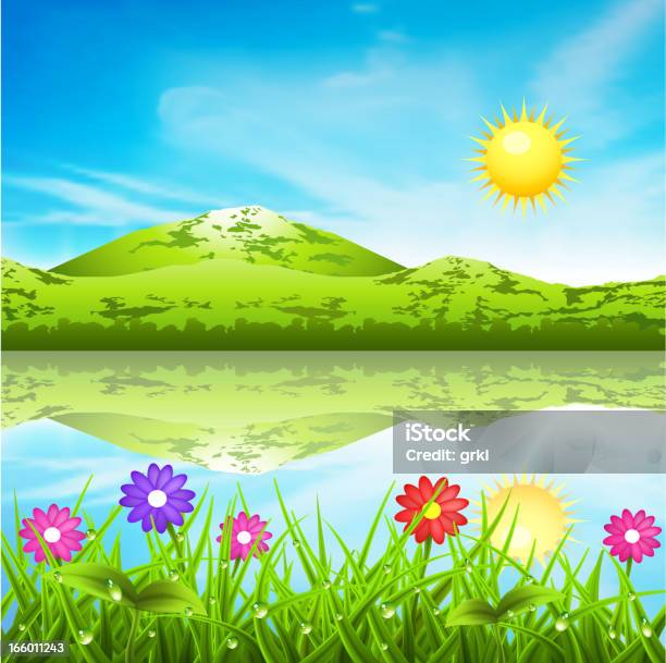 Wiosna Landcape - Stockowe grafiki wektorowe i więcej obrazów Bez ludzi - Bez ludzi, Błyszczący, Chmura