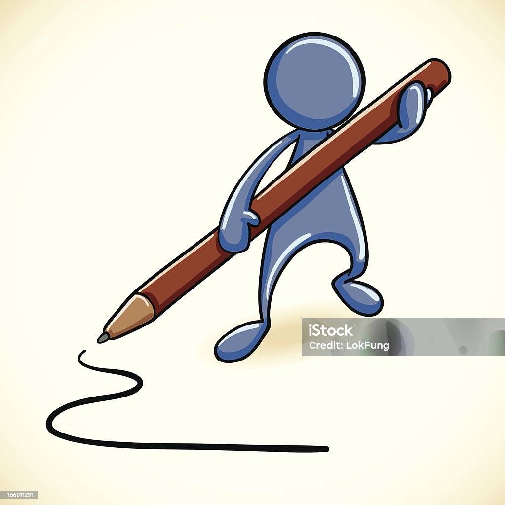 Blue man is drawing a line Adult stock vector