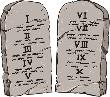 cartoon illustration of the ten commandments