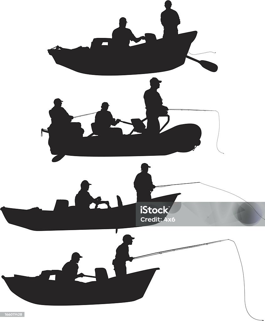 Più modelli di persone pesca - arte vettoriale royalty-free di Mezzo di trasporto marittimo