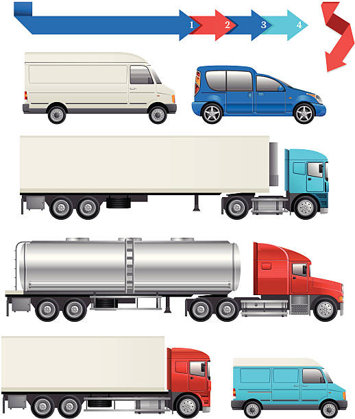 ilustrações, clipart, desenhos animados e ícones de logística de transporte - truck fuel tanker isolated semi truck
