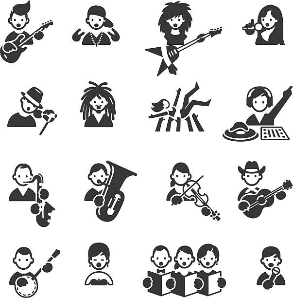 arten von musik-ikonen - dixieland stock-grafiken, -clipart, -cartoons und -symbole