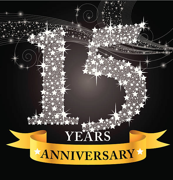 15th Anniversary A vector illustration to show 15th Anniversary in black background 14 15 years stock illustrations