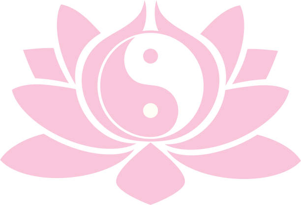 lotus шар инь-ян - yin yang symbol yin yang ball zen like symbol stock illustrations