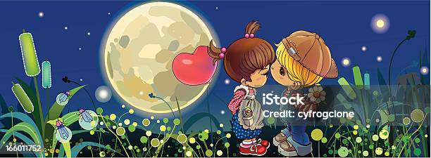 Kissing In The Nigh Stock Illustration - Download Image Now - Boys, Kissing, Cartoon