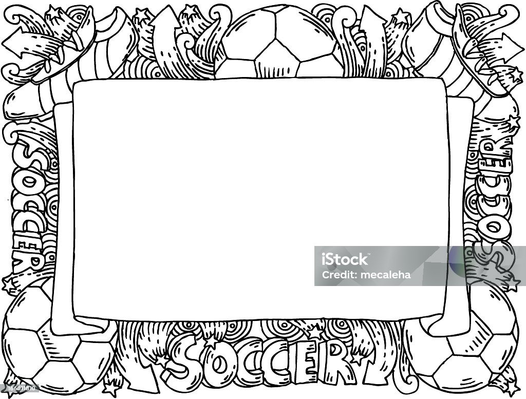 Schizzi banner calcio - arte vettoriale royalty-free di Cornice per foto