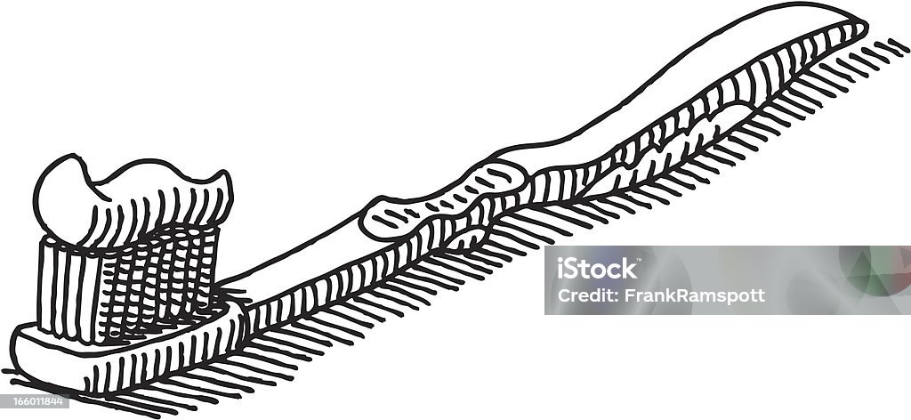 Toothbrush Drawing Hand-drawn vector drawing of a Toothbrush with Toothpaste on it. Black-and-White sketch on a transparent background (.eps-file). Included files: EPS (v8) and Hi-Res JPG. Toothbrush stock vector