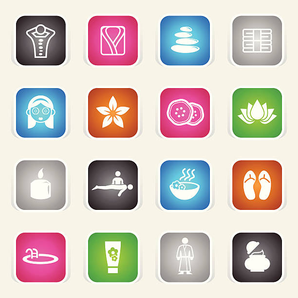 kolorowe ikony-& wellness spa - water lily swimming pool health spa water stock illustrations