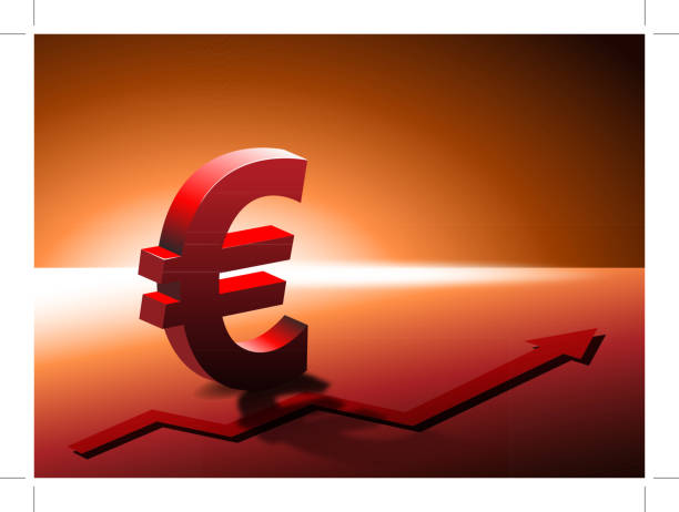 - euro - three dimensional shape low scale magnification orange business stock-grafiken, -clipart, -cartoons und -symbole