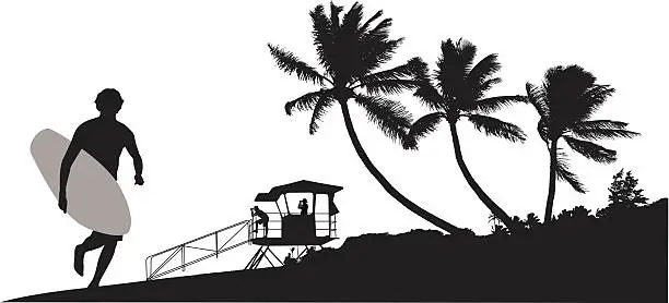 Vector illustration of Surfing Beach