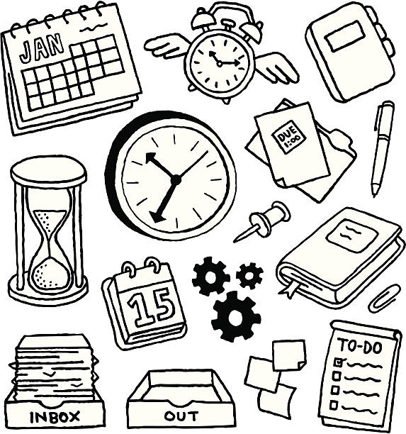 illustrations, cliparts, dessins animés et icônes de gestion du temps et crayonnages - time flies