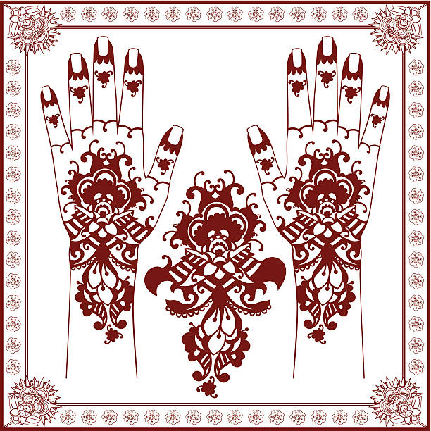 ilustrações de stock, clip art, desenhos animados e ícones de mehndi. - hinduism henna tattoo tattoo human hand