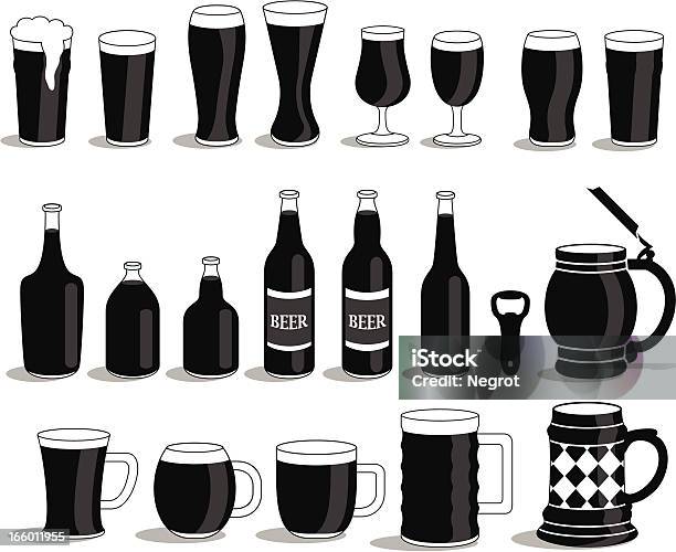 Various Of Alcoholics Beer Mugs And Bottles Stock Illustration - Download Image Now - Beer - Alcohol, Spilling, Alcohol - Drink