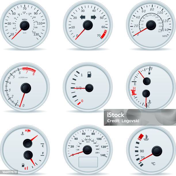 Indicadores - Arte vetorial de stock e mais imagens de Carro - Carro, Conta-Quilómetros, Vetor