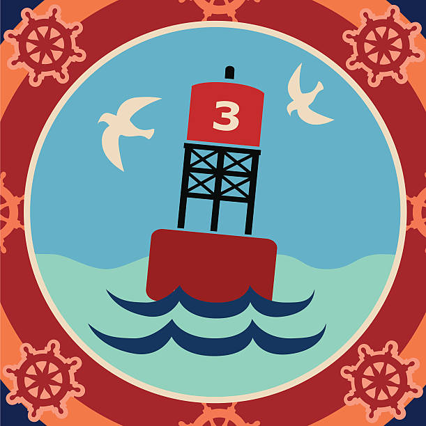 buoy A vector illustration of a buoy in a red decorative frame. buoy stock illustrations