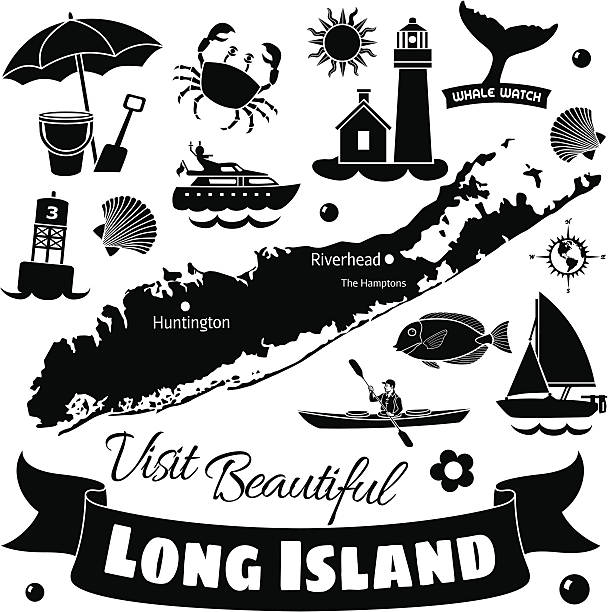 long island - motorboating travel vacations transportation stock illustrations