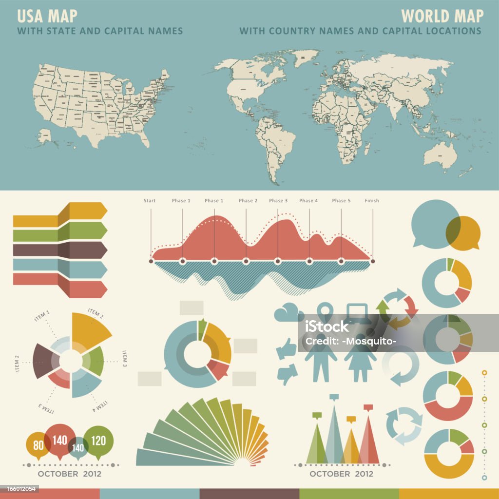 Infografía iconos y elementos de conjunto. - arte vectorial de Diagrama circular libre de derechos