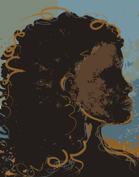 abstrakte zeichnung eines stolzen afrikanische frau - women human hair african descent black stock-grafiken, -clipart, -cartoons und -symbole