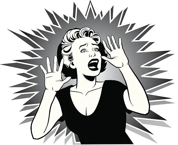 Vector illustration of Terrorized Woman Screaming for Help