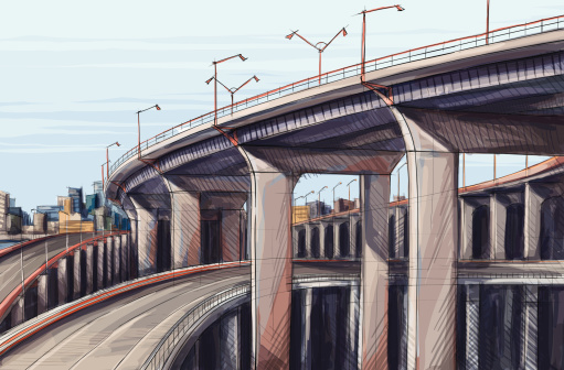 Network of freeway overpasses.