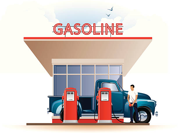 vector illustration of vintage gas station