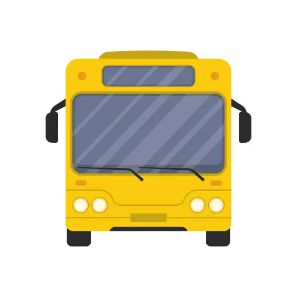 Vector illustration of Bus icon. Color silhouette. Front view. Vector simple flat graphic illustration. Isolated object on a white background. Isolate.