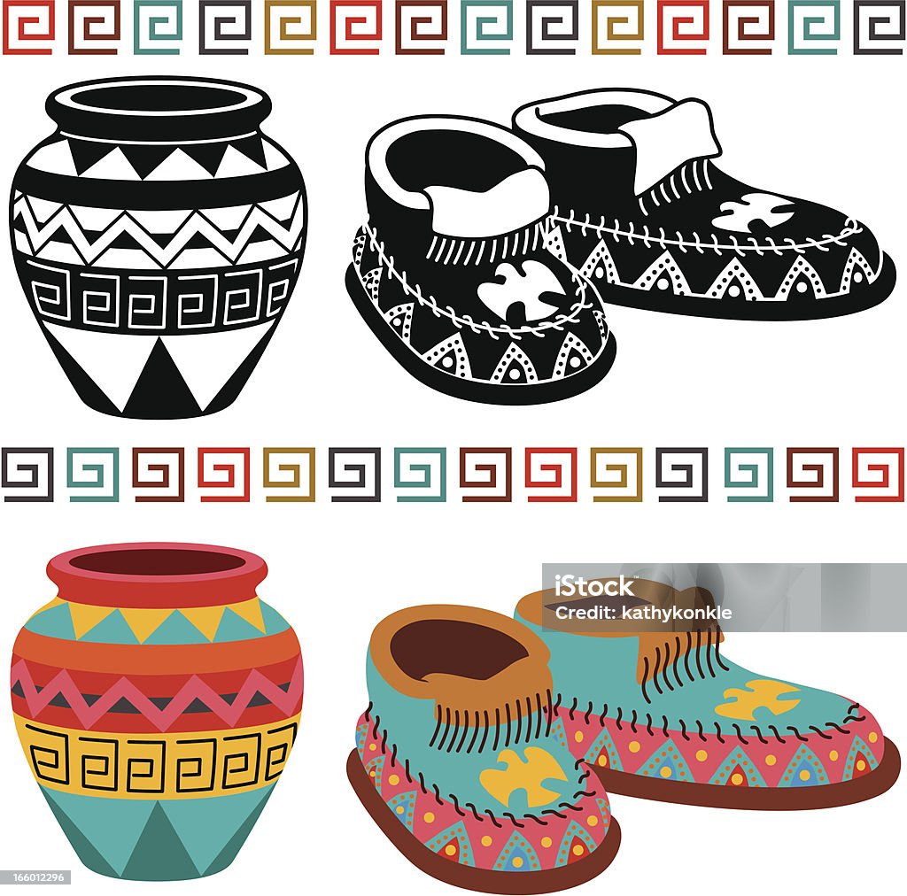 Nativa americana y moccasins cerámica - arte vectorial de Mocasín libre de derechos