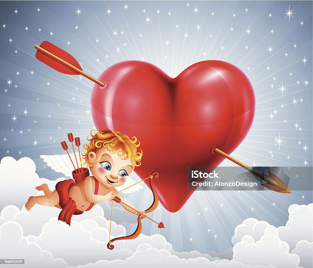 Amour et cœur Piercing en flèche - clipart vectoriel de Cupidon libre de droits