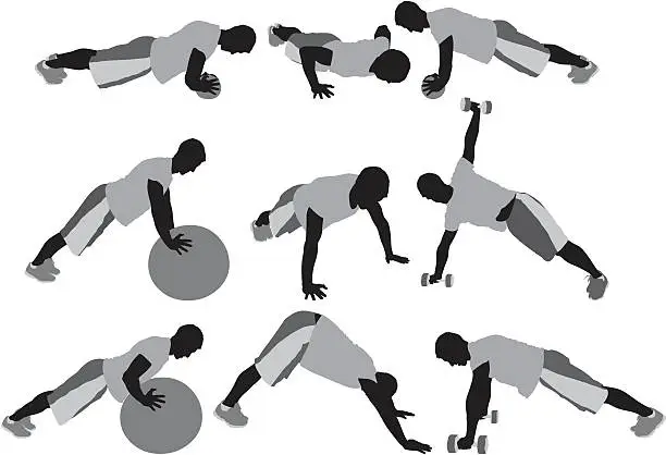 Vector illustration of Silhouette of men exercising