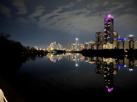 Austin across water at night