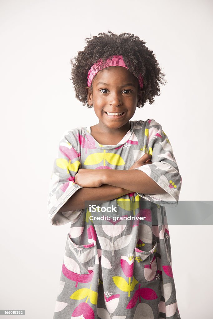 Engraçado cinco anos velho africano-americanas Meninas - Royalty-free Fundo Branco Foto de stock