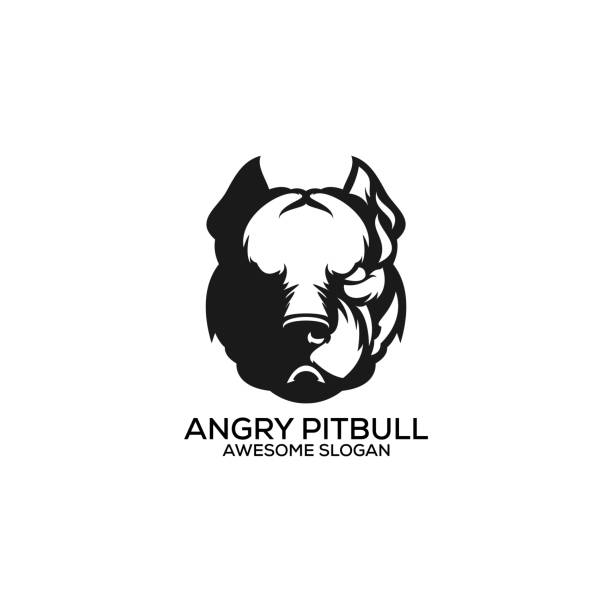 angry pitbull design silhouette line art angry pitbull design silhouette line art pit bull power stock illustrations