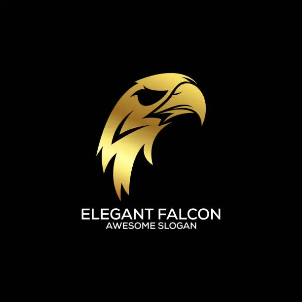 Vector illustration of falcon head design gradient luxury color