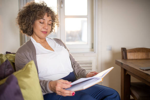 istock Woman reading book at home 1660207885