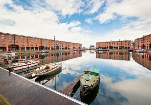 The Albert Dock in Liverpool, England.  The dock was opened in 1846 and is a major tourist location, with attractions including the Tate Liverpool, the Merseyside Maritime Museum and the the Beatles Story.
