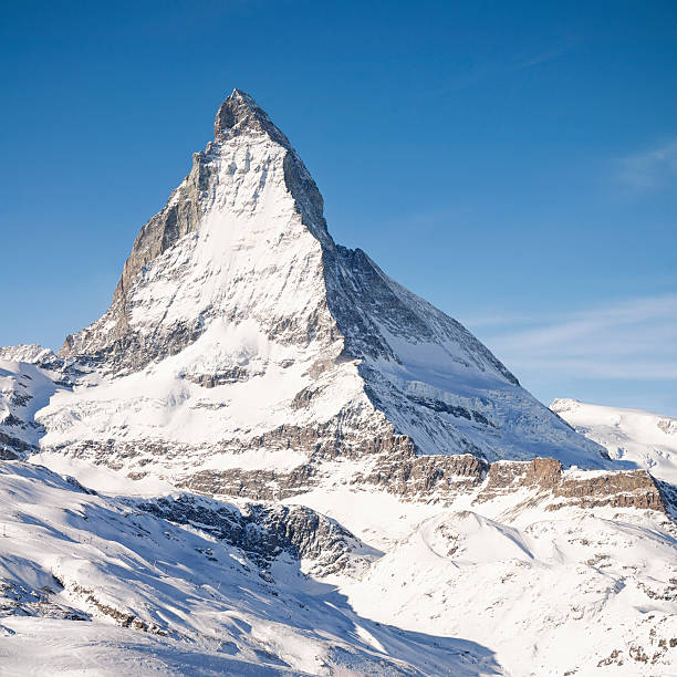The iconic peak of the Matterhorn in Switzerland, photographed in January.