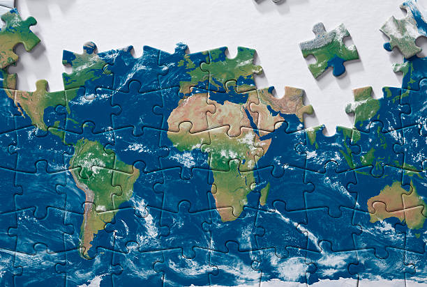 rompecabezas - asia jigsaw puzzle map cartography fotografías e imágenes de stock