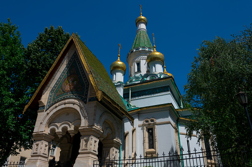 Sofia, Bulgaria. August 18, 2023. The Russian Church or Church of Saint Nicholas the Miracle-Maker is a Russian Orthodox church