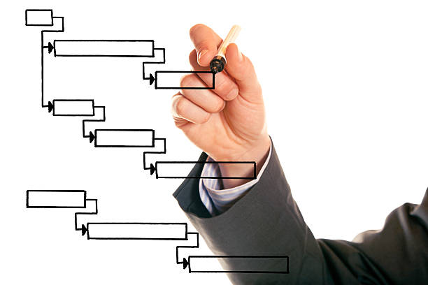 biznesmen rysunek wykres gantta - organization chart decisions business business person zdjęcia i obrazy z banku zdjęć