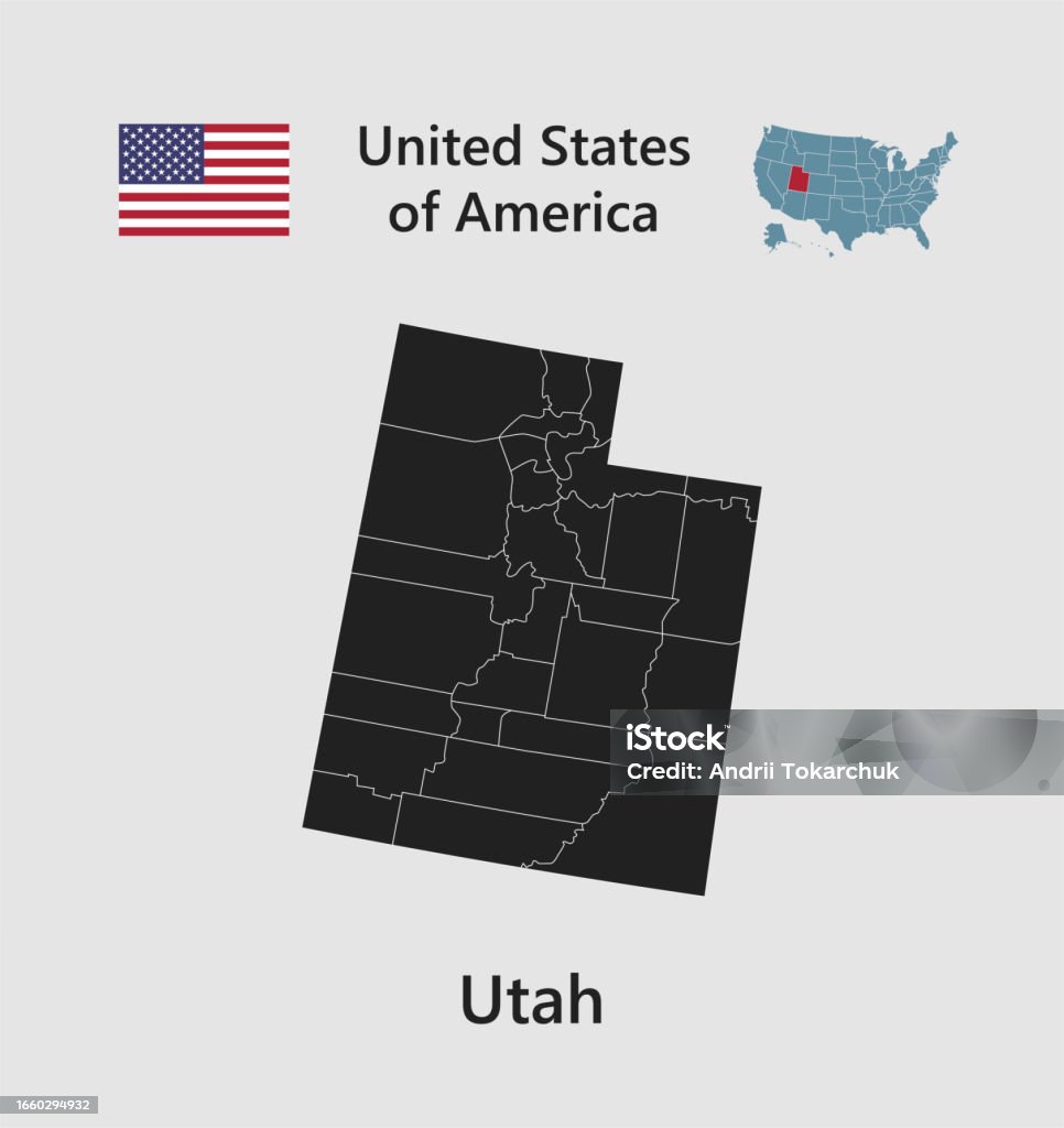 Free State Utah Rsa Vector Map State Utah Flag And Map Usa Stock Illustration - Download ...