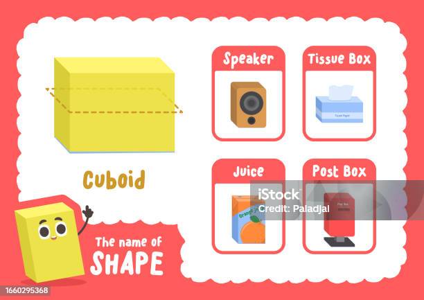 Cuboidal Shape Tech Learning Cuboid Shape Sheet With Object Cards Illustration Cartoon ...