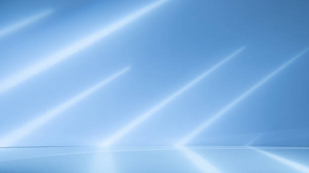 istock Empty light blue background for product presentation with light and shadow on the wall and floor 1660298728