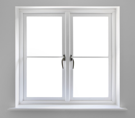 double white windows with clipping path