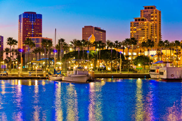 istock Long Beach California skyline, waterfront, marina 166041557