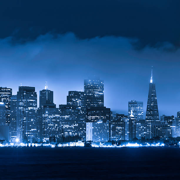 San Francisco skyline and bay at night